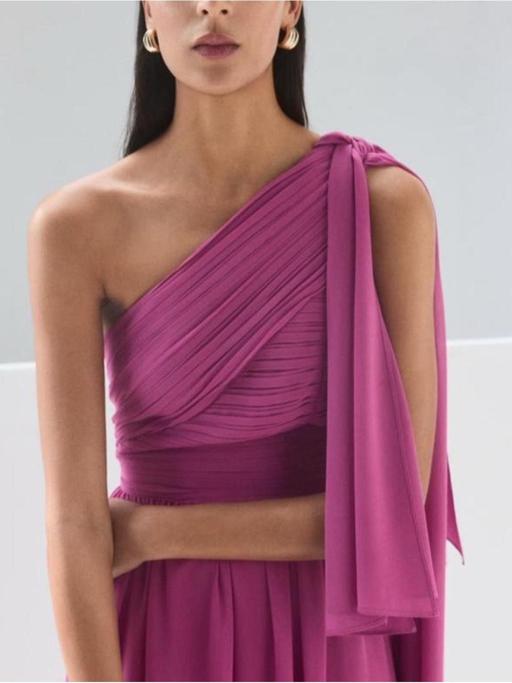 MANGO one shoulder maxi dress